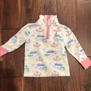 The Beaufort Bonnet Company Pink and White Half Zip 18 MO